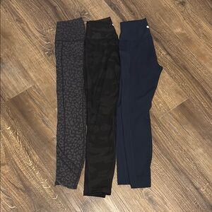 Leggings Set in Black, Gray, and Blue